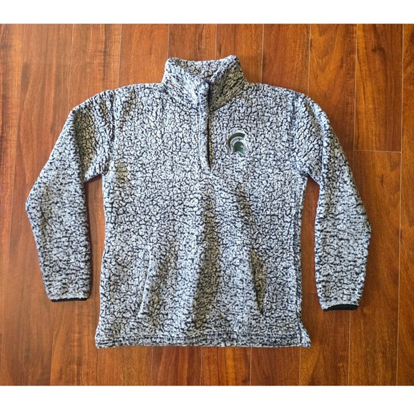 Top of the World Tops - Top of the World Michigan State Spartans Sherpa Fleece Quarter Snap Pullover M